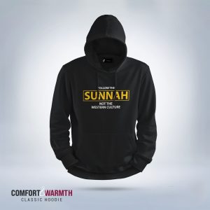 “follow the sunnah not the western culture” islamic hoodie (black)