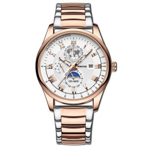 binbond b3982 new style silver men quartz watch authentic stainless steel band date display dials decoration watch