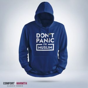 "don't panic" islamic hoodie (royal blue)