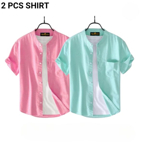fashionable casual half sleeve shirt for men ( pink+ paste)