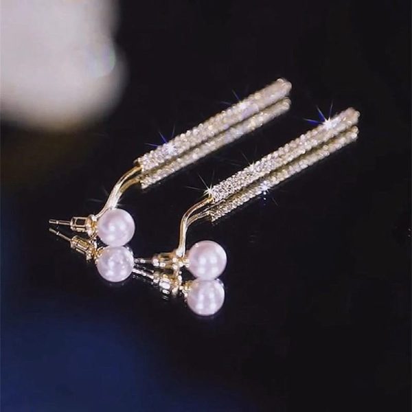 pearl dangle earrings | dangle diamond cut earrings | dangling earrings for women