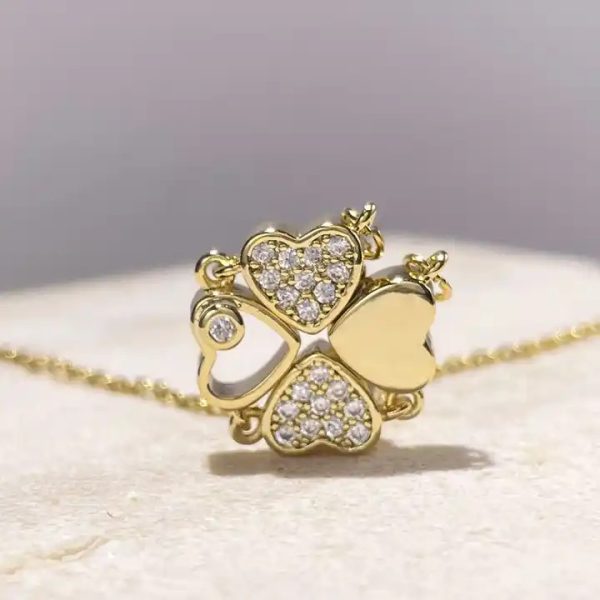 love heart magnetic pendant chain necklace