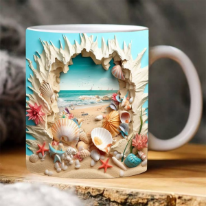 3d fish in water design mug