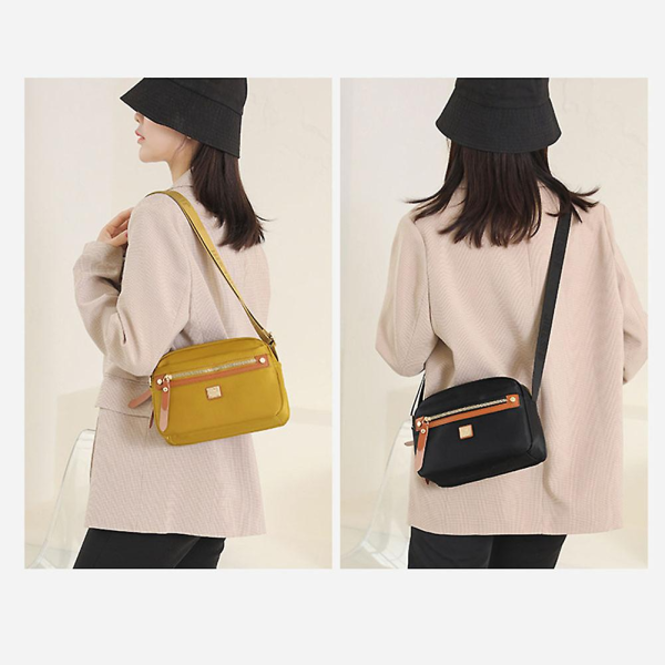 nylon fashion cross body bag lightweight portable shoulder bag (golden)