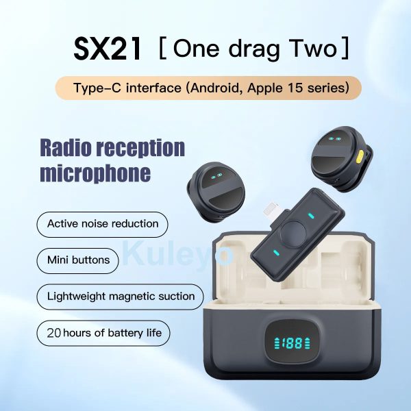 sx21 new 2 in 1 wireless lavalier microphone – dual mic setup for crystal clear mobile recording