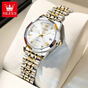 olevs watch for women branded stainless steel elegant luminous ladies watches 9931 silver