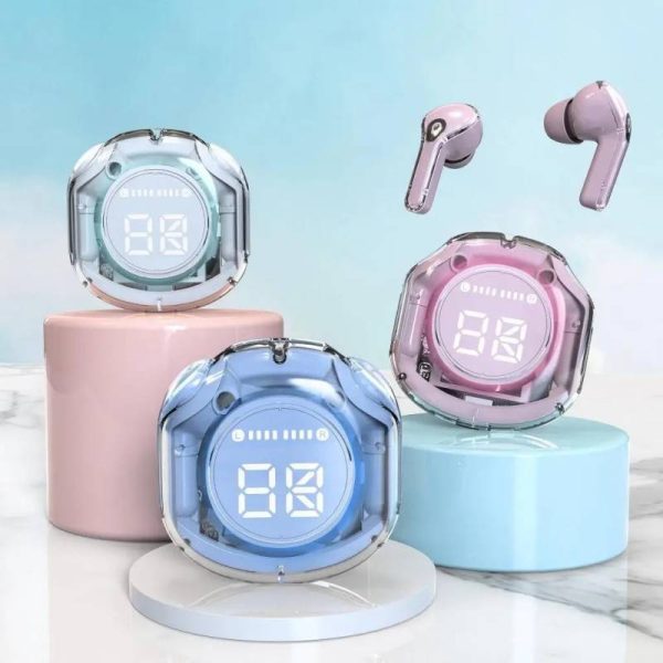 ultrapods pro true wireless earbuds with display transparent design, bluetooth 5.3
