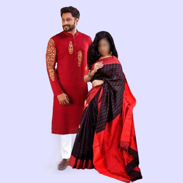 premium couple set/matching dress/traditionally dress/sari and panjabi