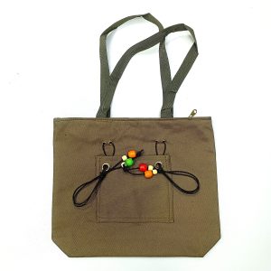 beaded boho canvas tote bag