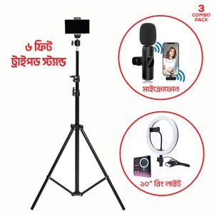 6 fit tripod stand +10" ring light + k8 microphone