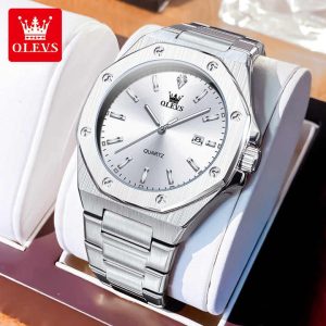 olevs 3613 luxury business watch for man sport stainless steel men watch luminous date watches quartz clock reloj