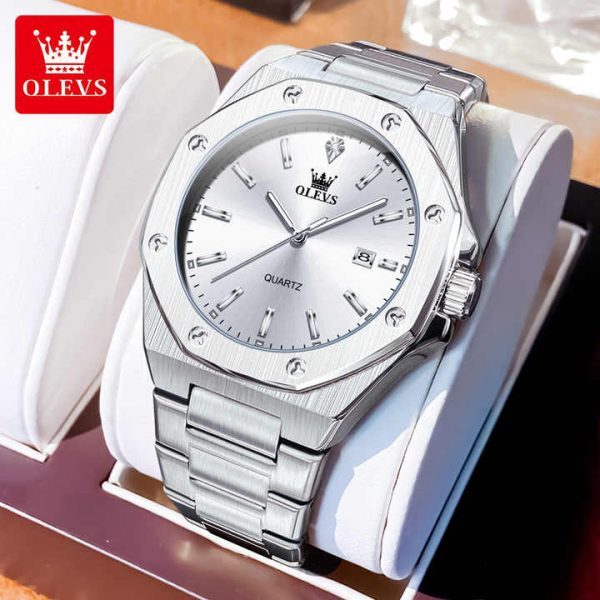olevs 3613 luxury business watch for man sport stainless steel men watch luminous date watches quartz clock reloj