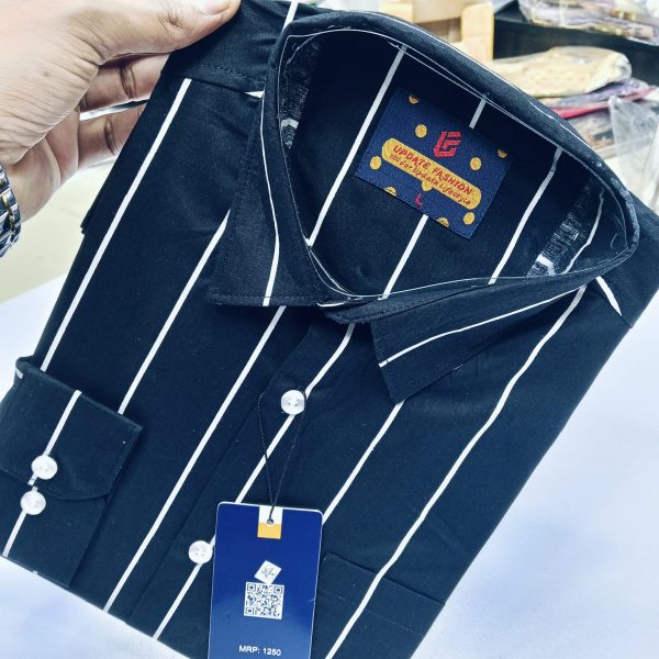 men's long sleeve stripe / print shirt