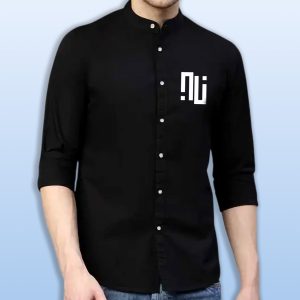 premium printed ban collar shirt for men