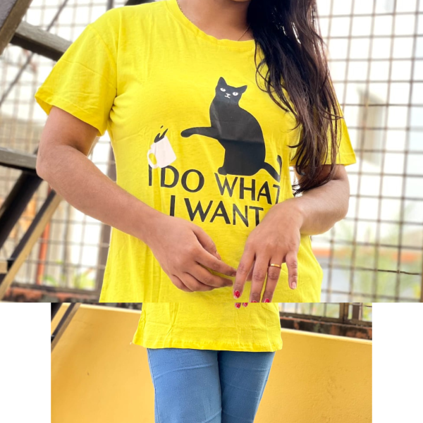 dtf printed ladies t shirt | half sleeve plain | regular fit ladies t shirt for women & girls |