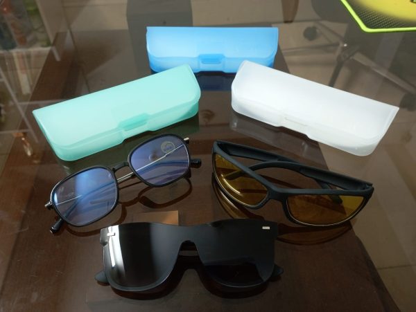 3 glasses combo package stylish white glasses & black glasses & night vision sunglasses 3 in one
