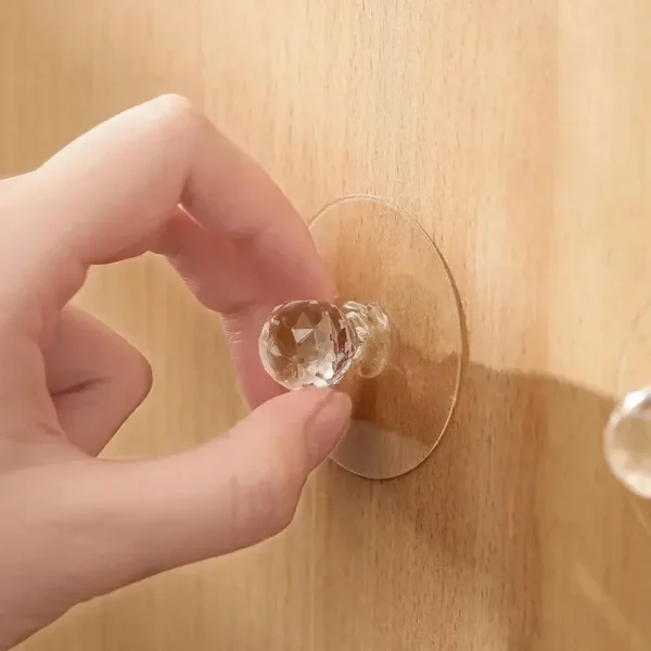 4pcs punch free crystal drawer handle diamond shape self adhesive acrylic knobs cabinet wardrobe furniture pulls hanger hooks
