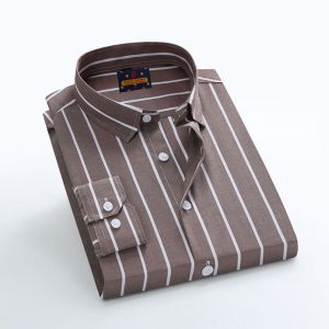 men's long sleeve stripe / print shirt