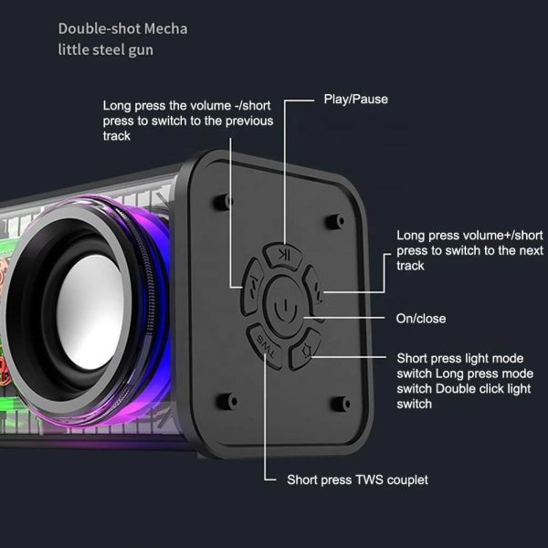 v8 transparent mechanical tws subwoofer wireless bluetooth speaker