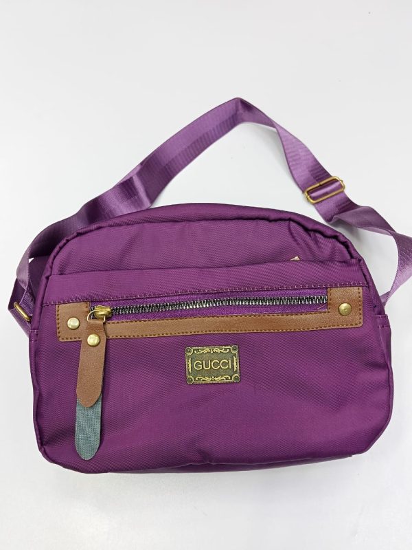 nylon fashion cross body bag lightweight portable shoulder bag (purple)