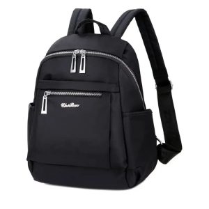 nylon backpack durable waterproof casual shoulder bag (black)