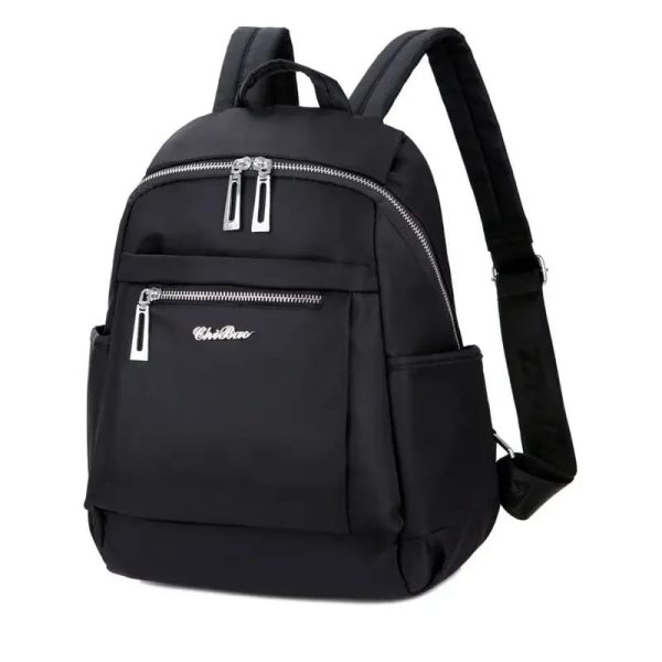 nylon backpack durable waterproof casual shoulder bag (black)