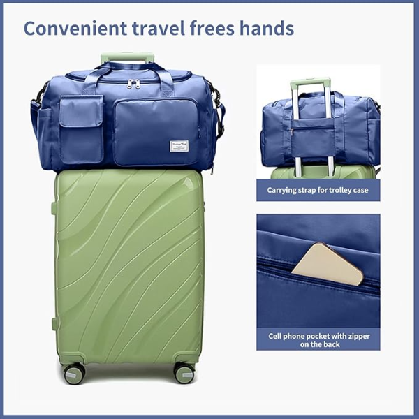 fashionable large capacity travel & gym bag blue