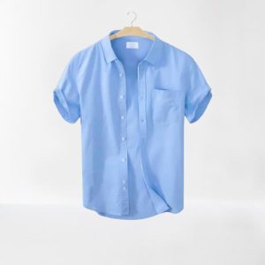 men's stylish half sleev casual solid shirt ( sky )