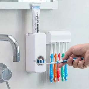 bathroom accessories toothpaste dispenser automatic toothpaste squeezer and toothbrush holder set bathroom tools 1pc