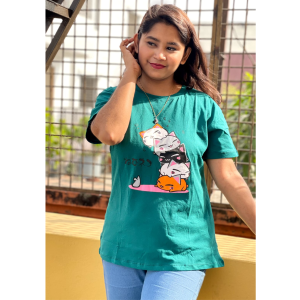 dtf printed ladies t shirt | half sleeve plain | regular fit ladies t shirt for women & girls |