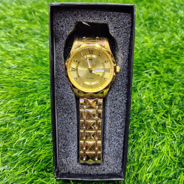 binbond 2521 luxury brand luminous quartz watch for men (full golden)