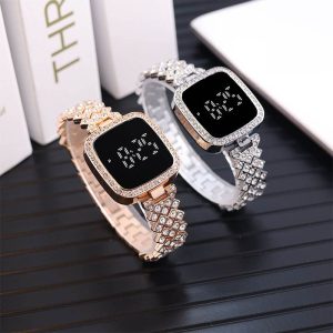 elegant luxury full diamond touch screen ladies watch