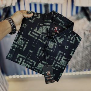 shy looks pure cotton full sleeve print shirt for men's