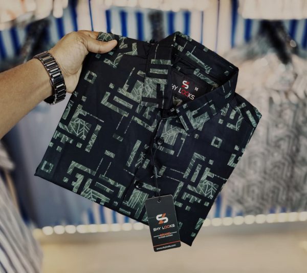 shy looks pure cotton full sleeve print shirt for men's