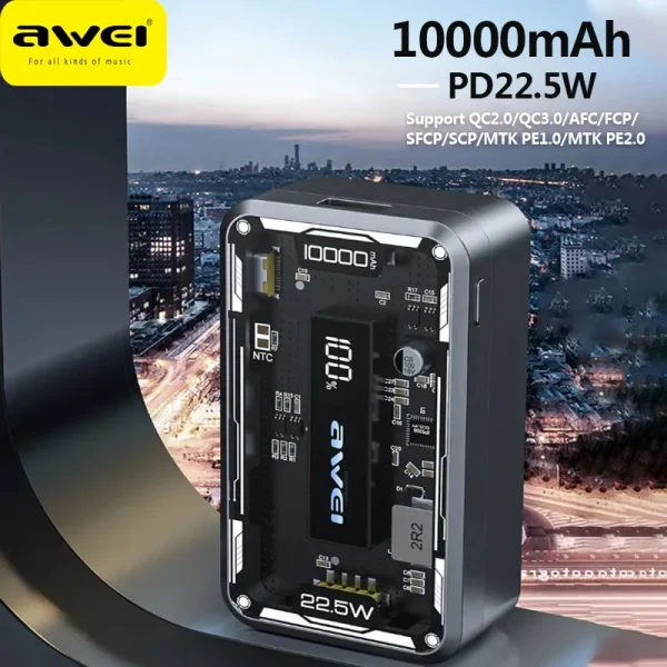 awei p111k 10000mah pd22.5w portable power bank