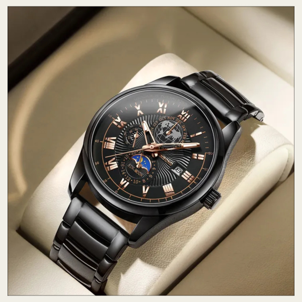 binbond b3982 new style silver men quartz watch authentic stainless steel band date display dials decoration watch