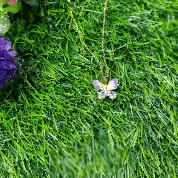 fantasy colorful acrylic butterfly pendant necklace for womens