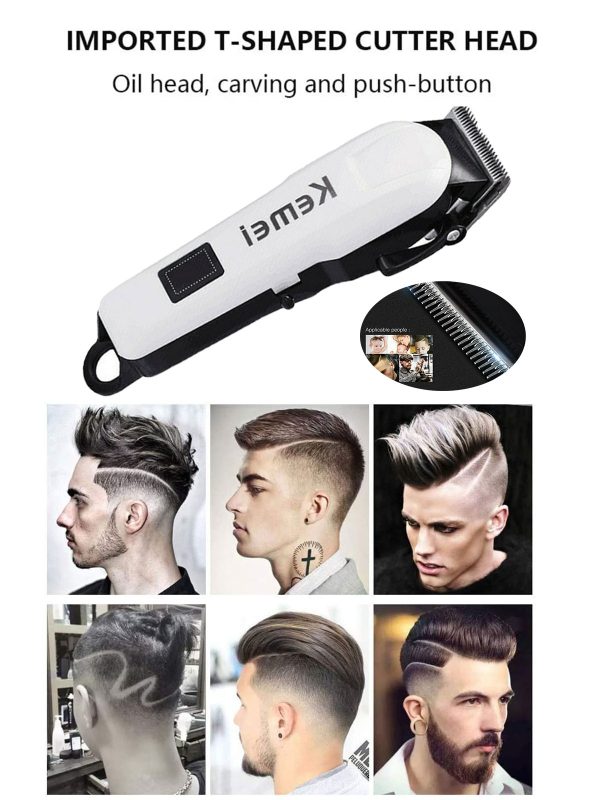 professionals design perfect shaver and haircut rechargeable beard and moustaches hair machine and trimming with cord and without cordless use km809a(white)