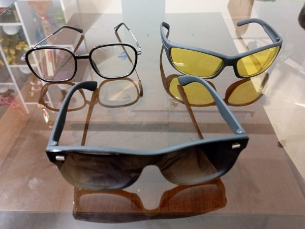 3 glasses combo package stylish white glasses & black glasses & night vision sunglasses 3 in one