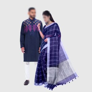 premium couple set/matching dress/traditionally dress/sari and panjabi