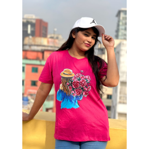 women print smile t shirt | half sleeve plain | regular fit ladies t shirt for women & girls | cotton shirt for women