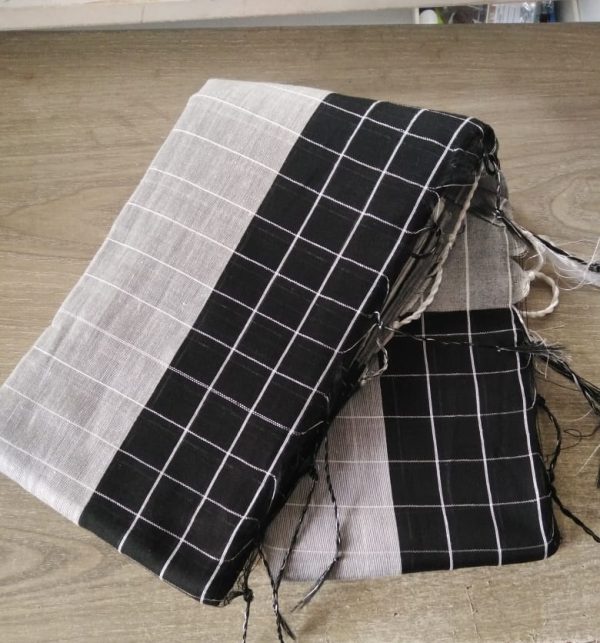 black & white halfsilk saree for women