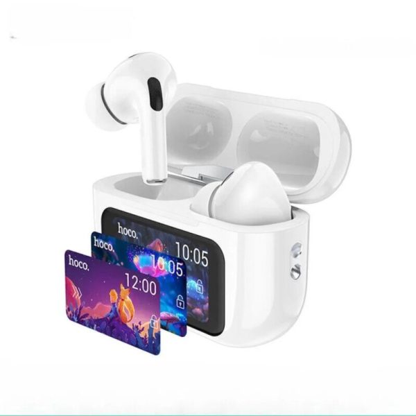 anc earbuds touch screen display (white)