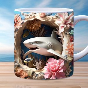 3d fish in water design mug
