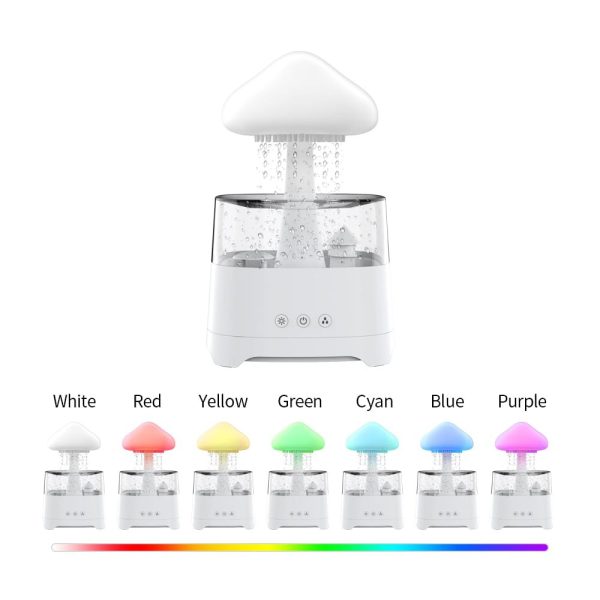 5 in 1 bluetooth speaker rain cloud humidifier, switchable 7 colors, 450ml capacity super quiet, intelligent anti dry function