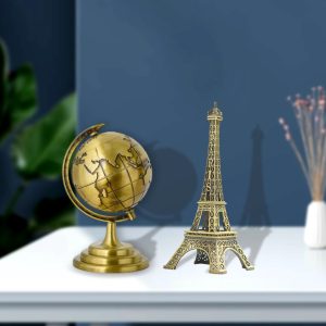 world map 3d rotating glove decoration gift golden & eiffel tower metal showpiece decoration gift