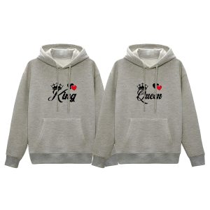 comfortable winter (king & queen gray) couple hoodie