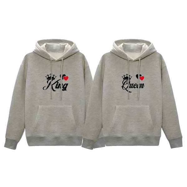 comfortable winter (king & queen gray) couple hoodie