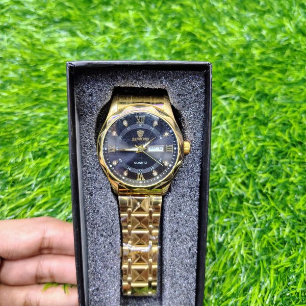 binbond 2521 luxury brand luminous quartz watch for men (golden black)