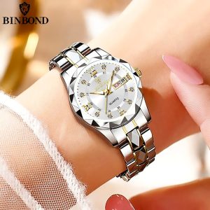 binbond top brand luxury fashion business womens watches 30m week date clock sport quartz womens wristwatch